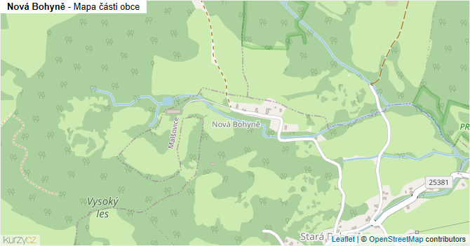 Nová Bohyně - mapa části obce