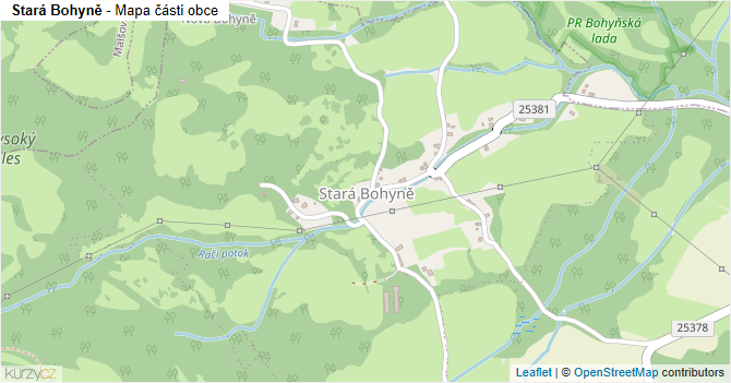 Stará Bohyně - mapa části obce