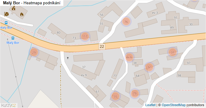 Malý Bor - mapa podnikání
