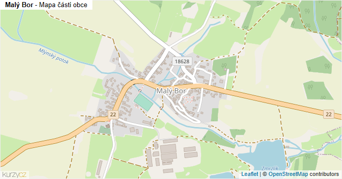 Malý Bor - mapa části obce