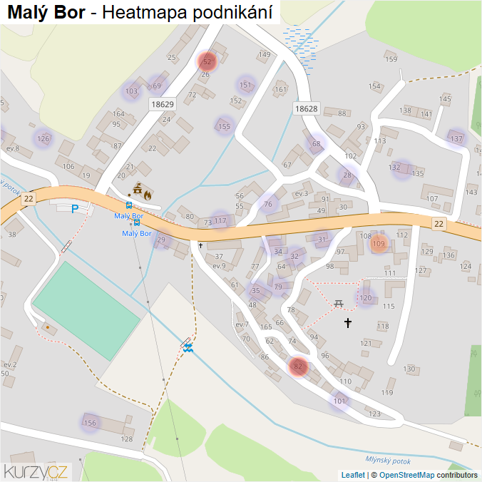 Mapa Malý Bor - Firmy v části obce.