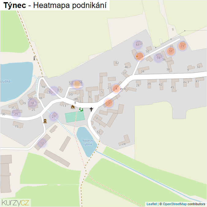 Mapa Týnec - Firmy v části obce.