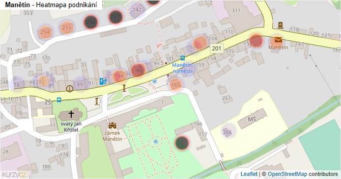 Manětín - mapa podnikání
