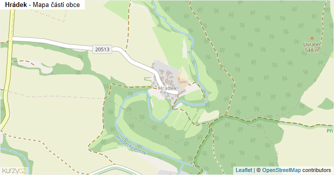 Hrádek - mapa části obce