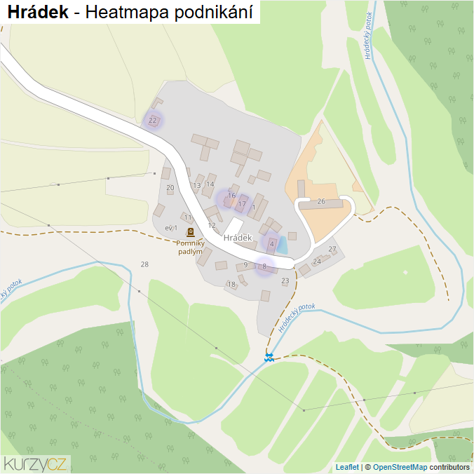 Mapa Hrádek - Firmy v části obce.