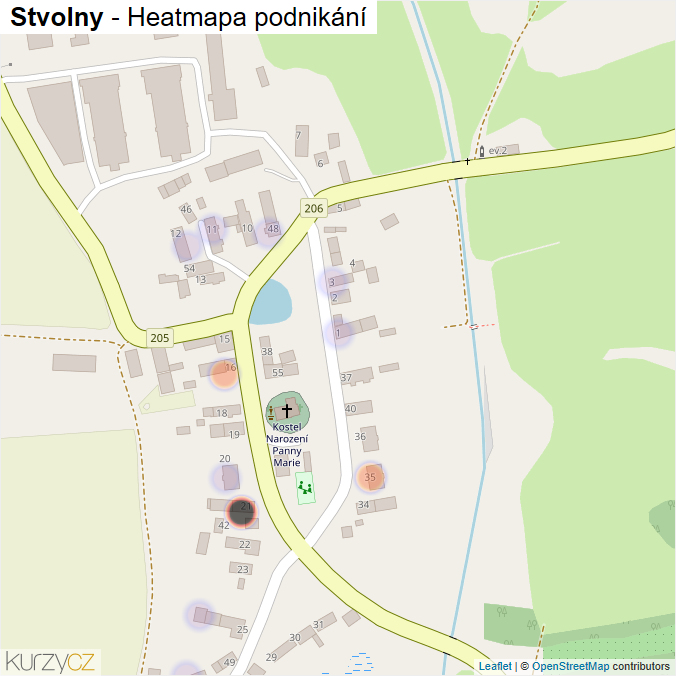 Mapa Stvolny - Firmy v části obce.