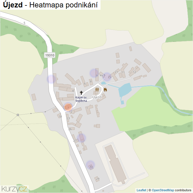 Mapa Újezd - Firmy v části obce.