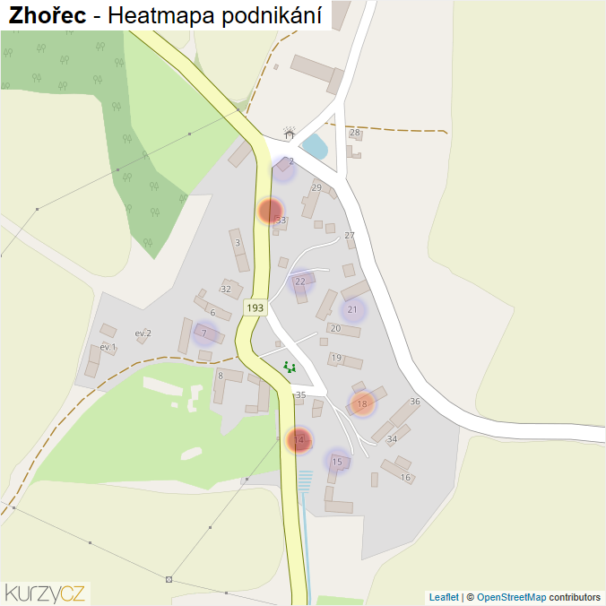 Mapa Zhořec - Firmy v části obce.