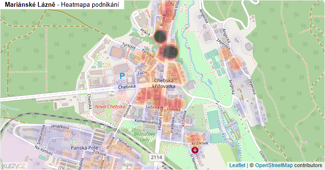 Mariánské Lázně - mapa podnikání