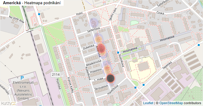 Americká - mapa podnikání