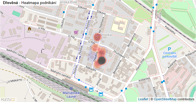 Dřevěná - mapa podnikání