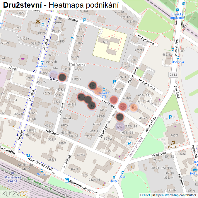 Mapa Družstevní - Firmy v ulici.