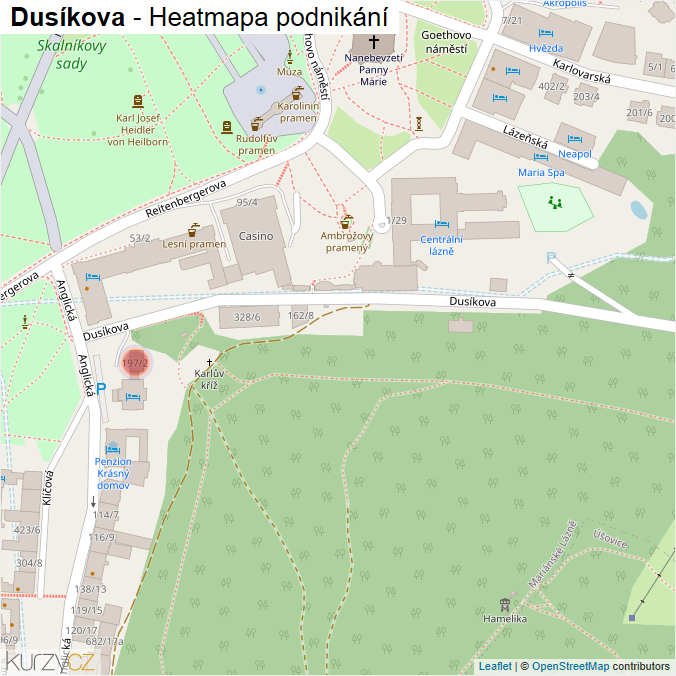 Mapa Dusíkova - Firmy v ulici.