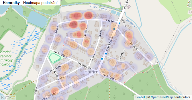 Hamrníky - mapa podnikání