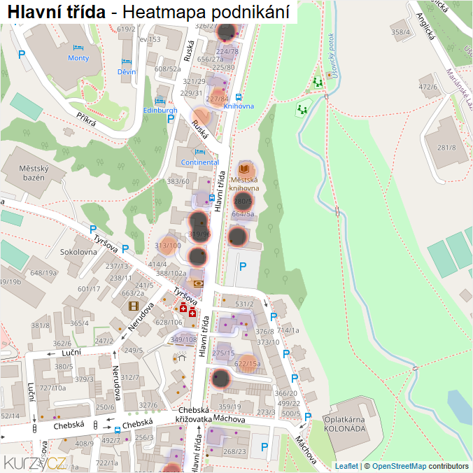 Mapa Hlavní třída - Firmy v ulici.