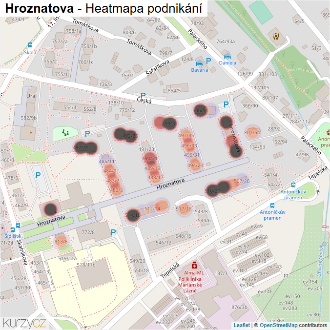 Mapa Hroznatova - Firmy v ulici.