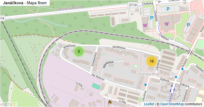 Janáčkova - mapa firem