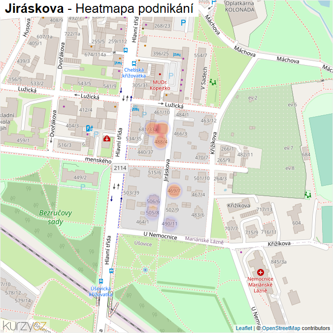Mapa Jiráskova - Firmy v ulici.