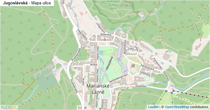 Jugoslávská - mapa ulice