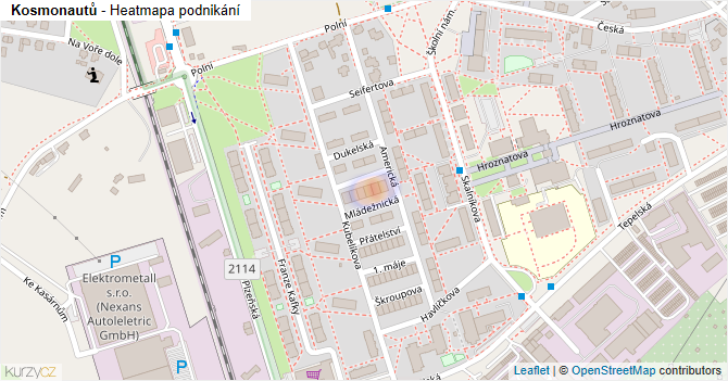 Kosmonautů - mapa podnikání