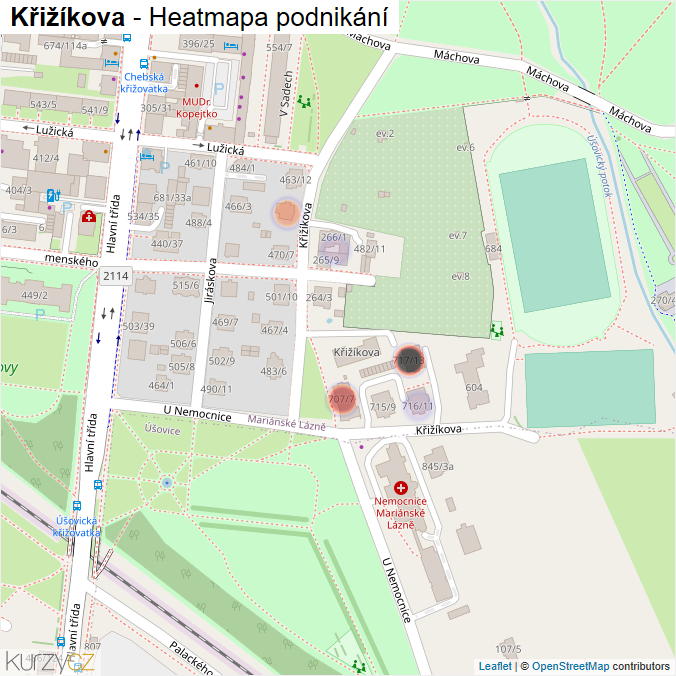 Mapa Křižíkova - Firmy v ulici.