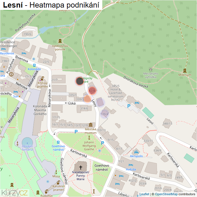 Mapa Lesní - Firmy v ulici.