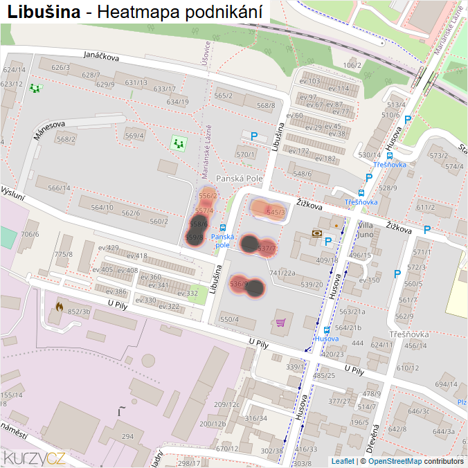 Mapa Libušina - Firmy v ulici.