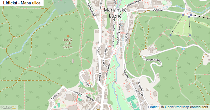 Lidická - mapa ulice