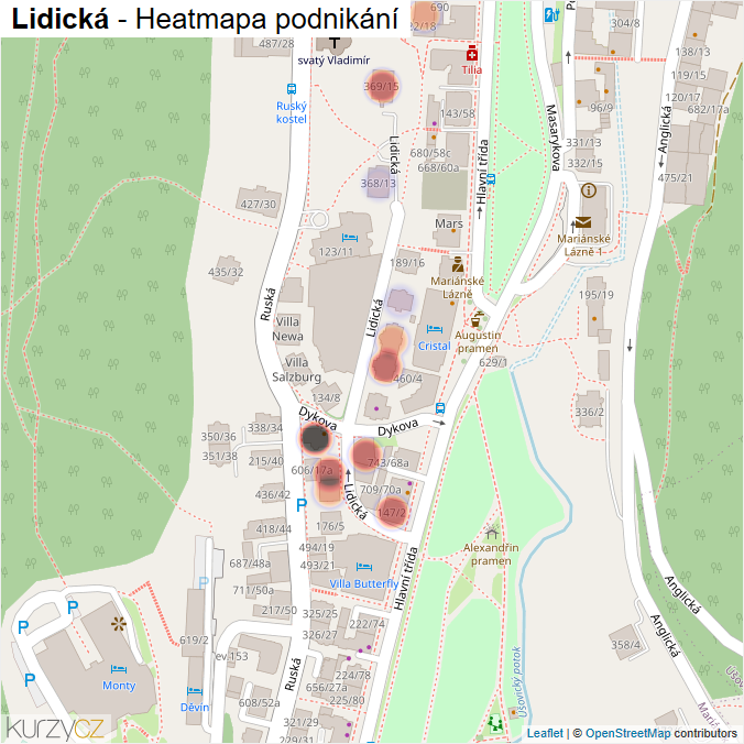 Mapa Lidická - Firmy v ulici.