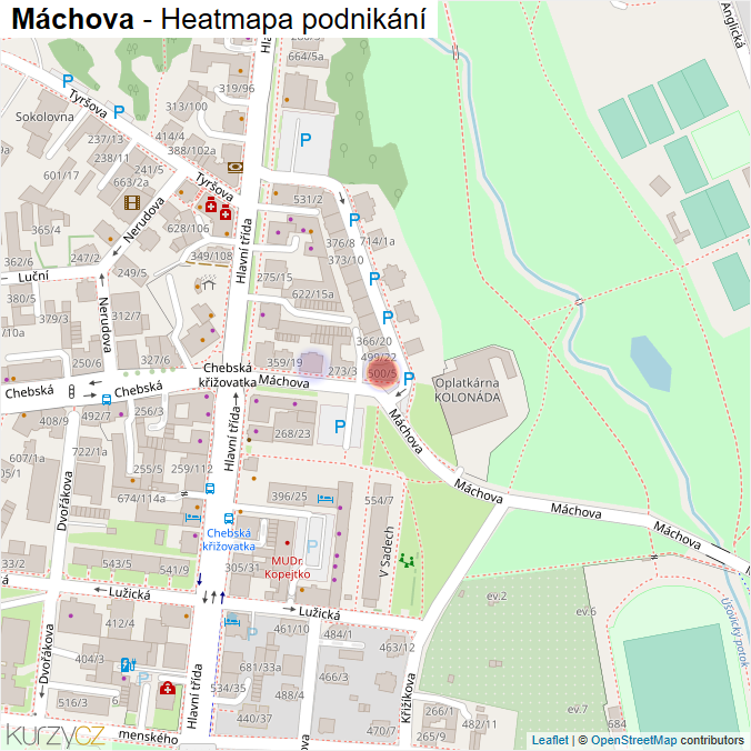 Mapa Máchova - Firmy v ulici.