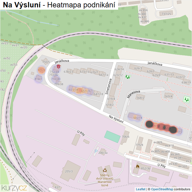 Mapa Na Výsluní - Firmy v ulici.