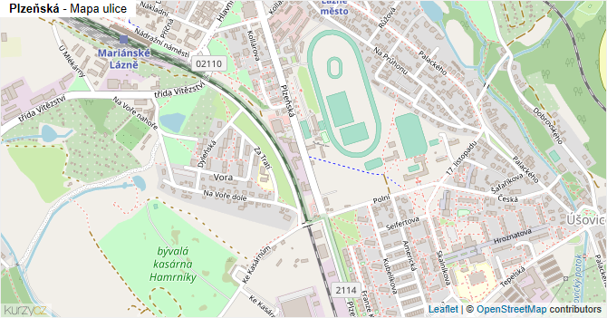 Plzeňská - mapa ulice