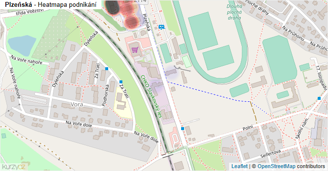 Plzeňská - mapa podnikání