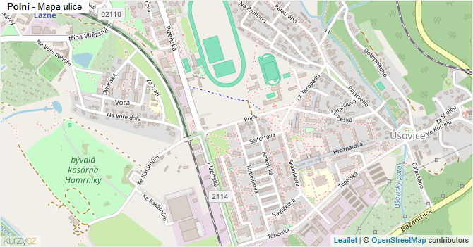 Polní - mapa ulice
