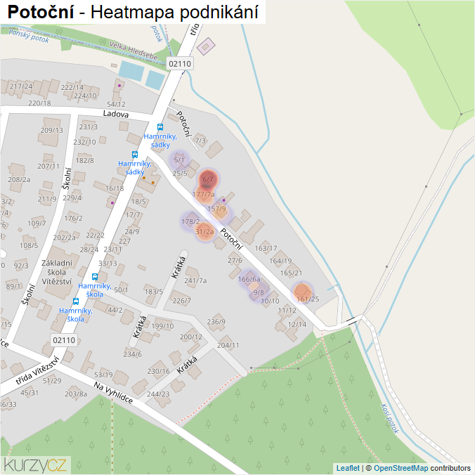Mapa Potoční - Firmy v ulici.