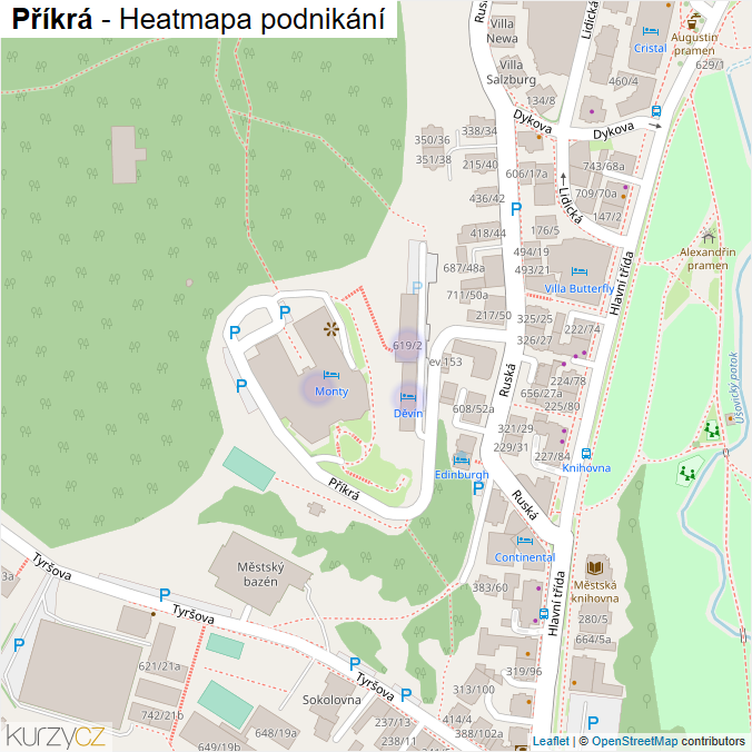 Mapa Příkrá - Firmy v ulici.