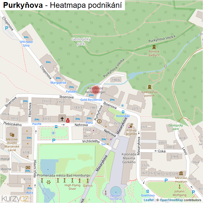 Mapa Purkyňova - Firmy v ulici.