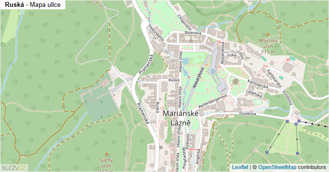Ruská - mapa ulice