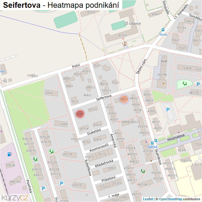 Mapa Seifertova - Firmy v ulici.