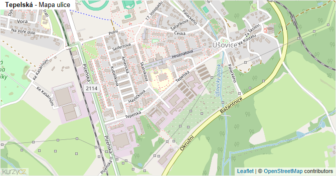 Tepelská - mapa ulice