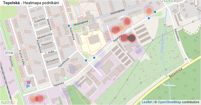 Tepelská - mapa podnikání