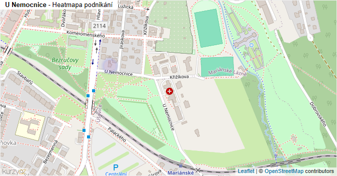 U Nemocnice - mapa podnikání