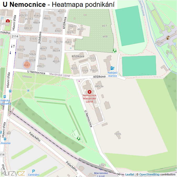 Mapa U Nemocnice - Firmy v ulici.