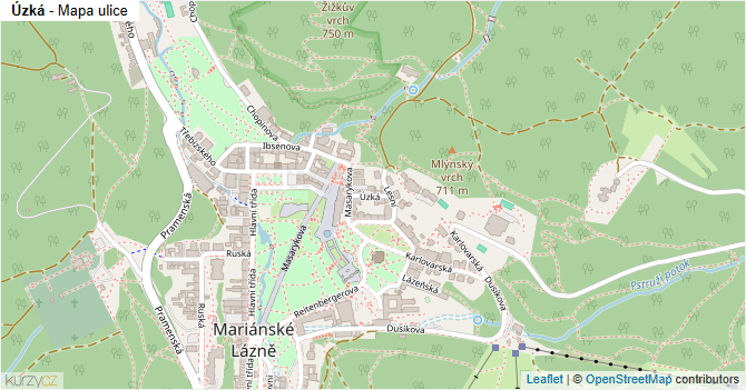 Úzká - mapa ulice