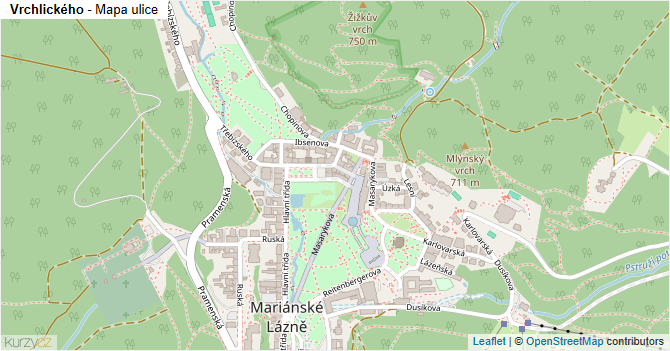 Vrchlického - mapa ulice