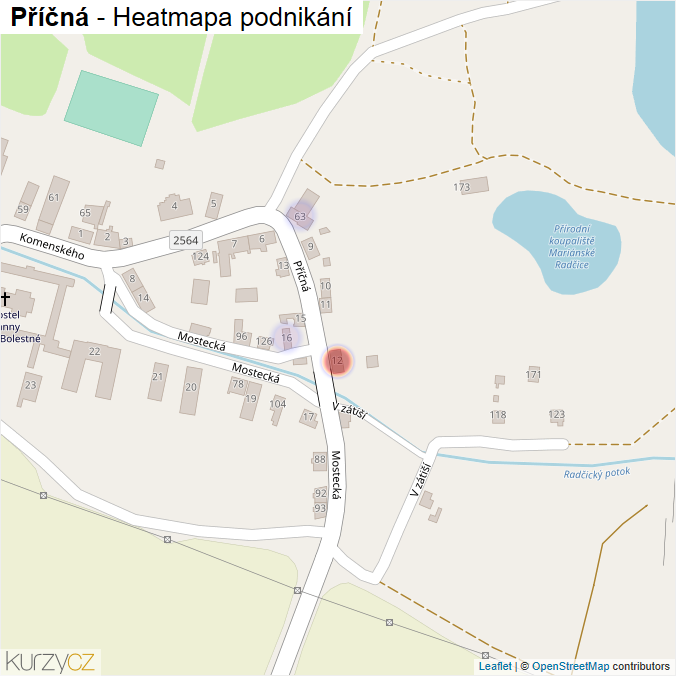 Mapa Příčná - Firmy v ulici.