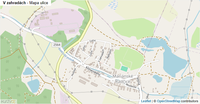 V zahradách - mapa ulice