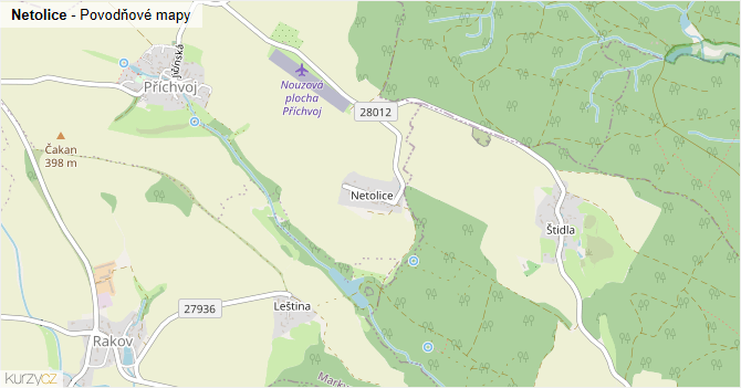 Netolice - záplavové mapy stoleté vody
