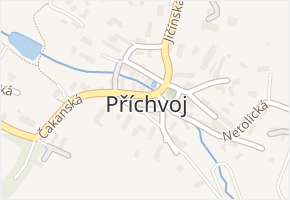 Příchvoj v obci Markvartice - mapa části obce