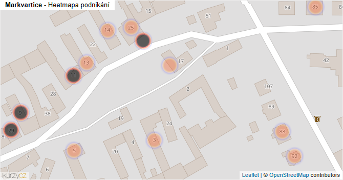 Markvartice - mapa podnikání